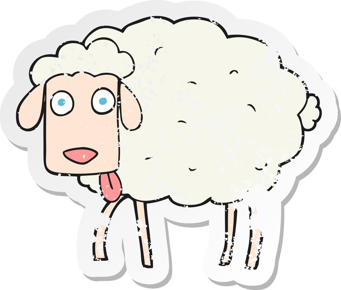 retro distressed sticker of a cartoon sheep vector