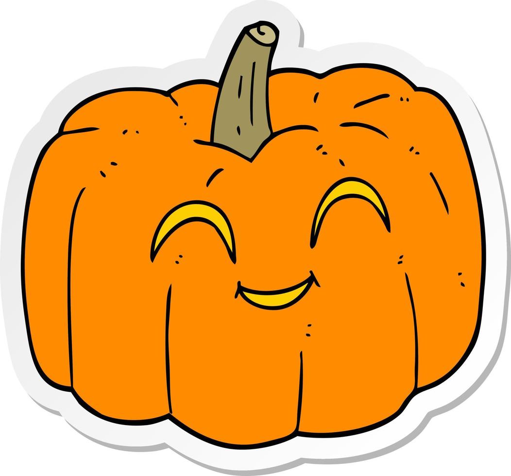 sticker of a cartoon halloween pumpkin vector