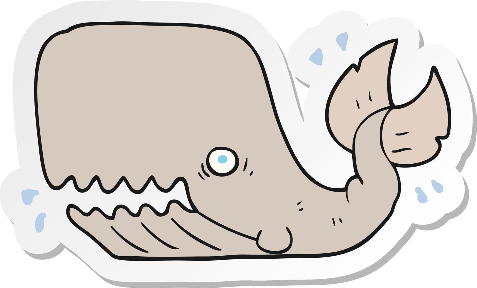 pegatina de una ballena enojada de dibujos animados vector
