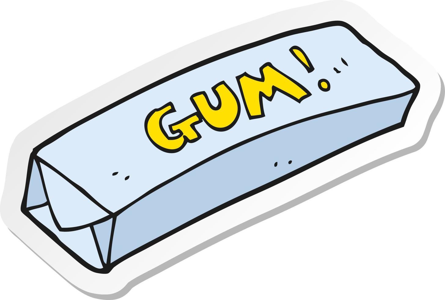 sticker of a cartoon chewing gum vector