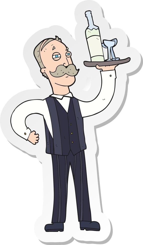 sticker of a cartoon waiter vector