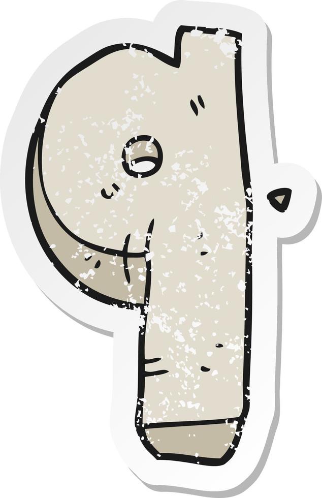retro distressed sticker of a cartoon stone number nine vector