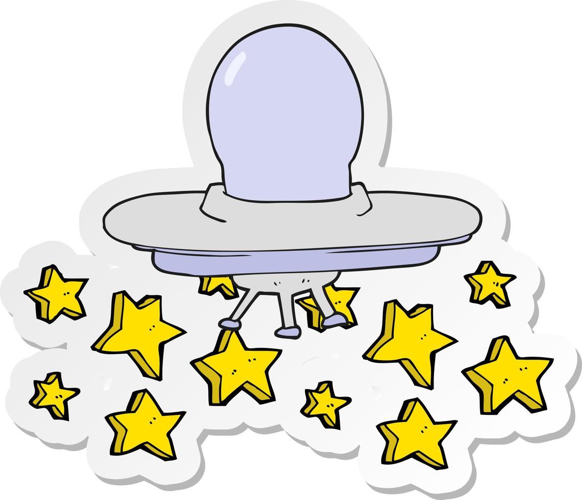 sticker of a cartoon flying saucer vector