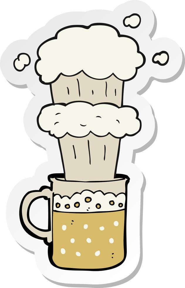 sticker of a cartoon beer vector