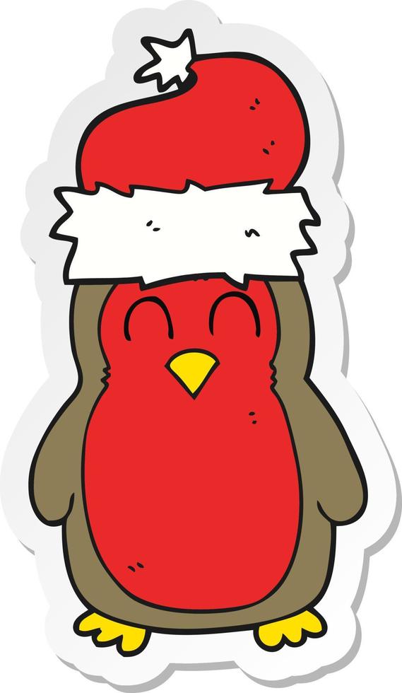 sticker of a cartoon christmas robin vector