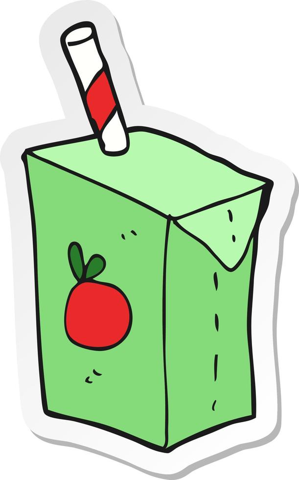 sticker of a cartoon juice box vector