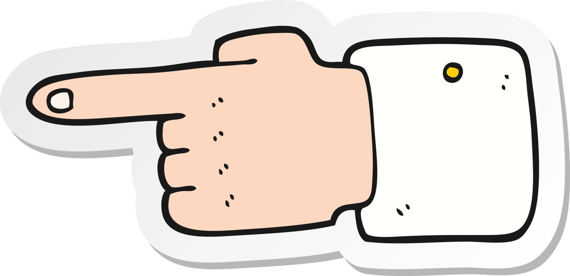 sticker of a cartoon pointing hand vector