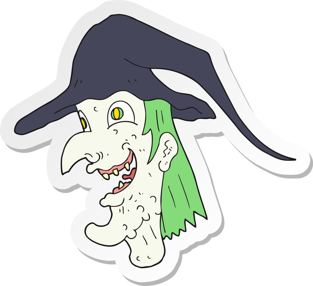 sticker of a cartoon cackling witch vector