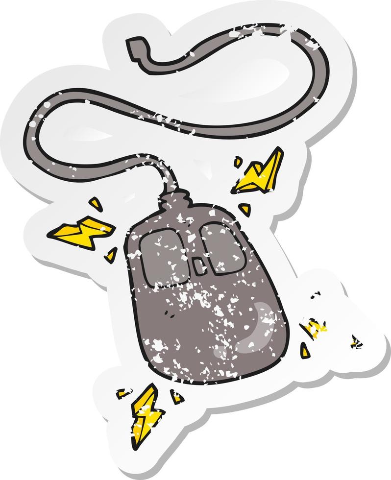 retro distressed sticker of a cartoon computer mouse vector
