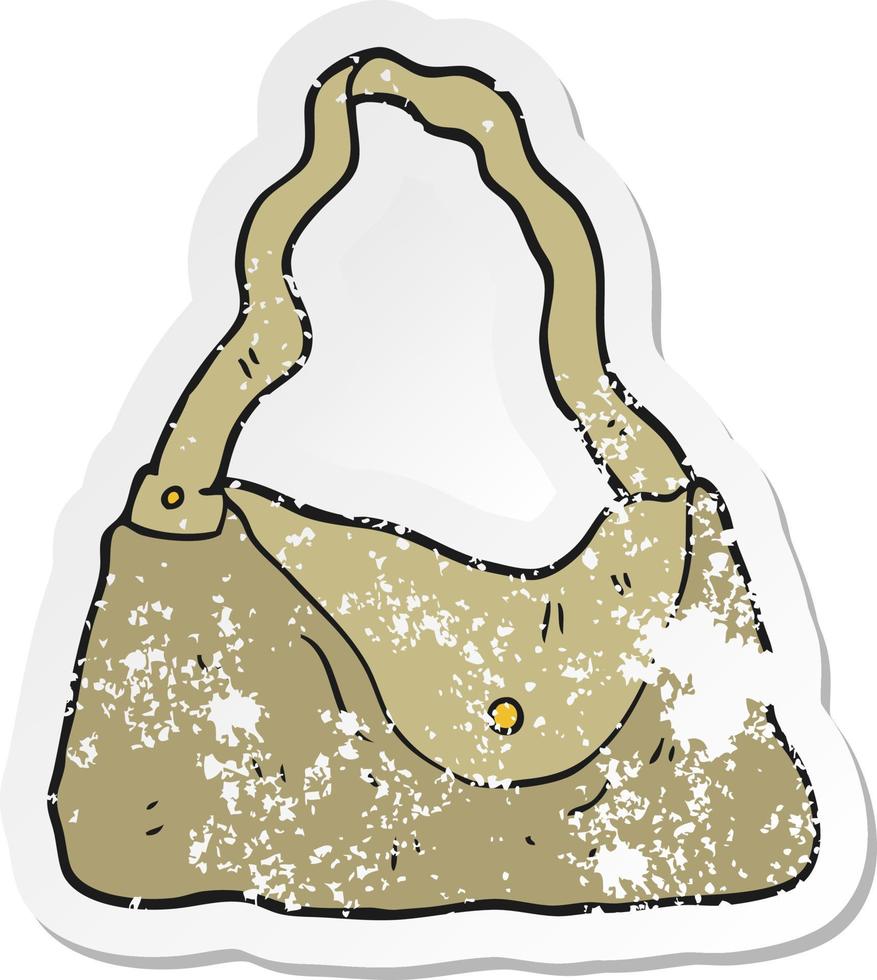 pegatina retro angustiada de un bolso de dibujos animados vector