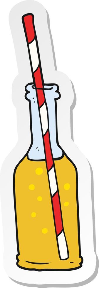 pegatina de una botella de refresco de dibujos animados y paja vector