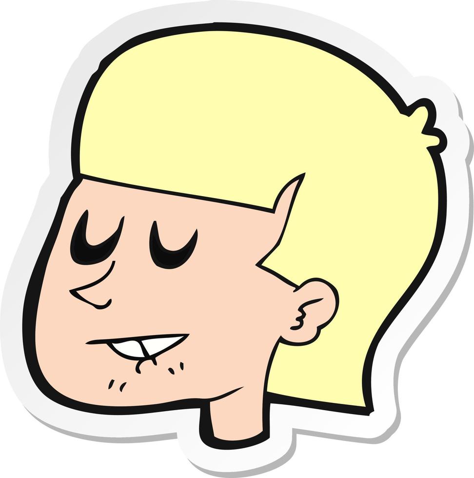 sticker of a cartoon man biting lip vector