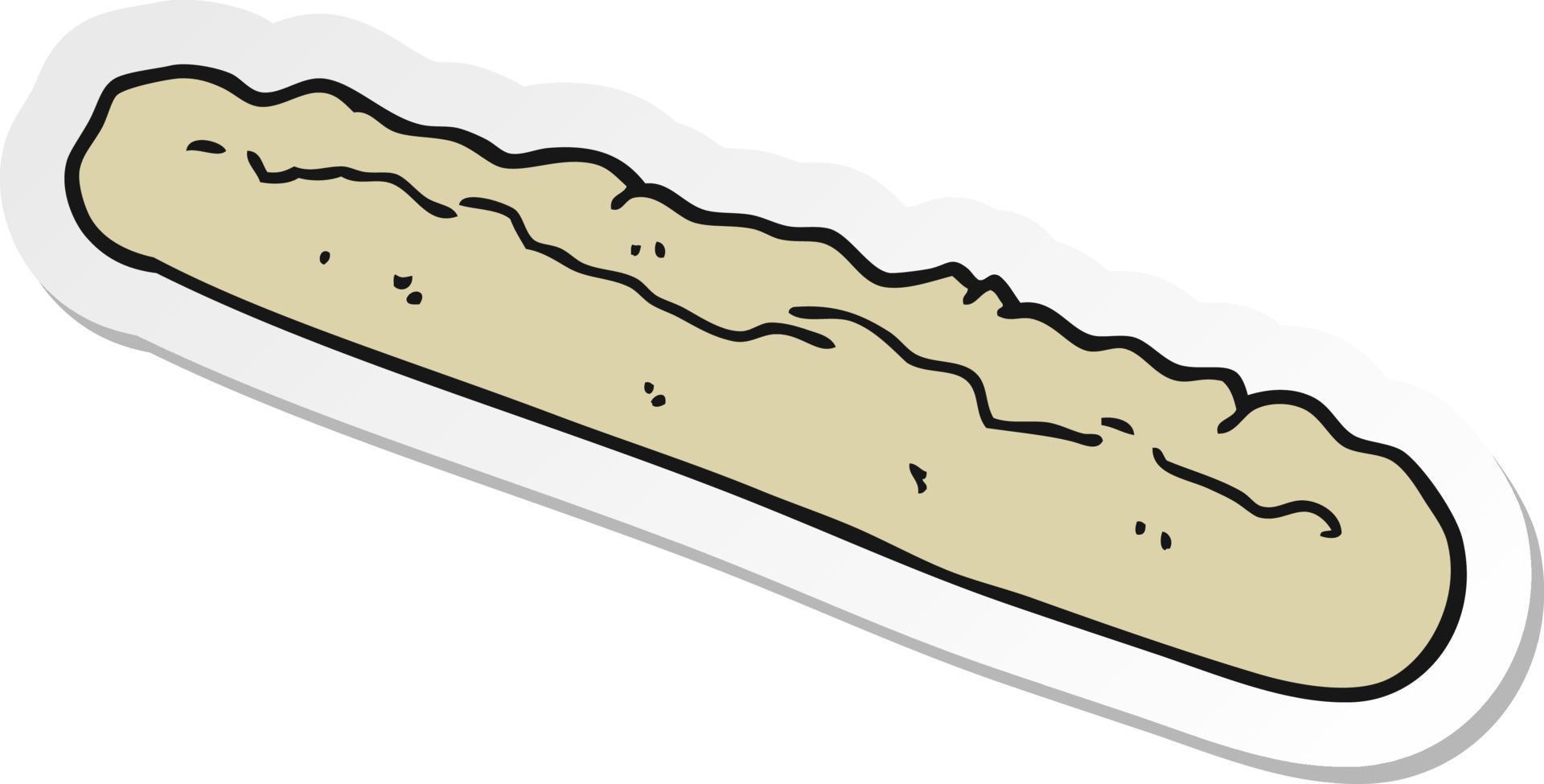 sticker of a cartoon baguette vector