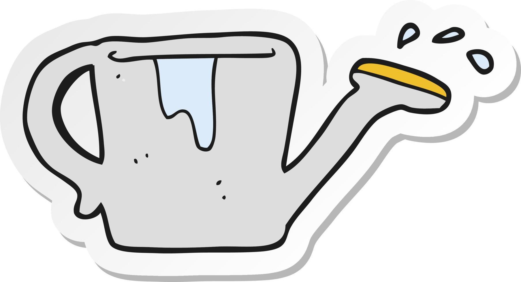 sticker of a cartoon watering can vector