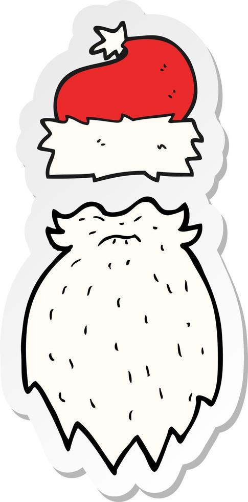 sticker of a cartoon santa hat and beard vector