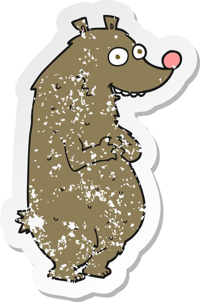 retro distressed sticker of a cartoon bear vector