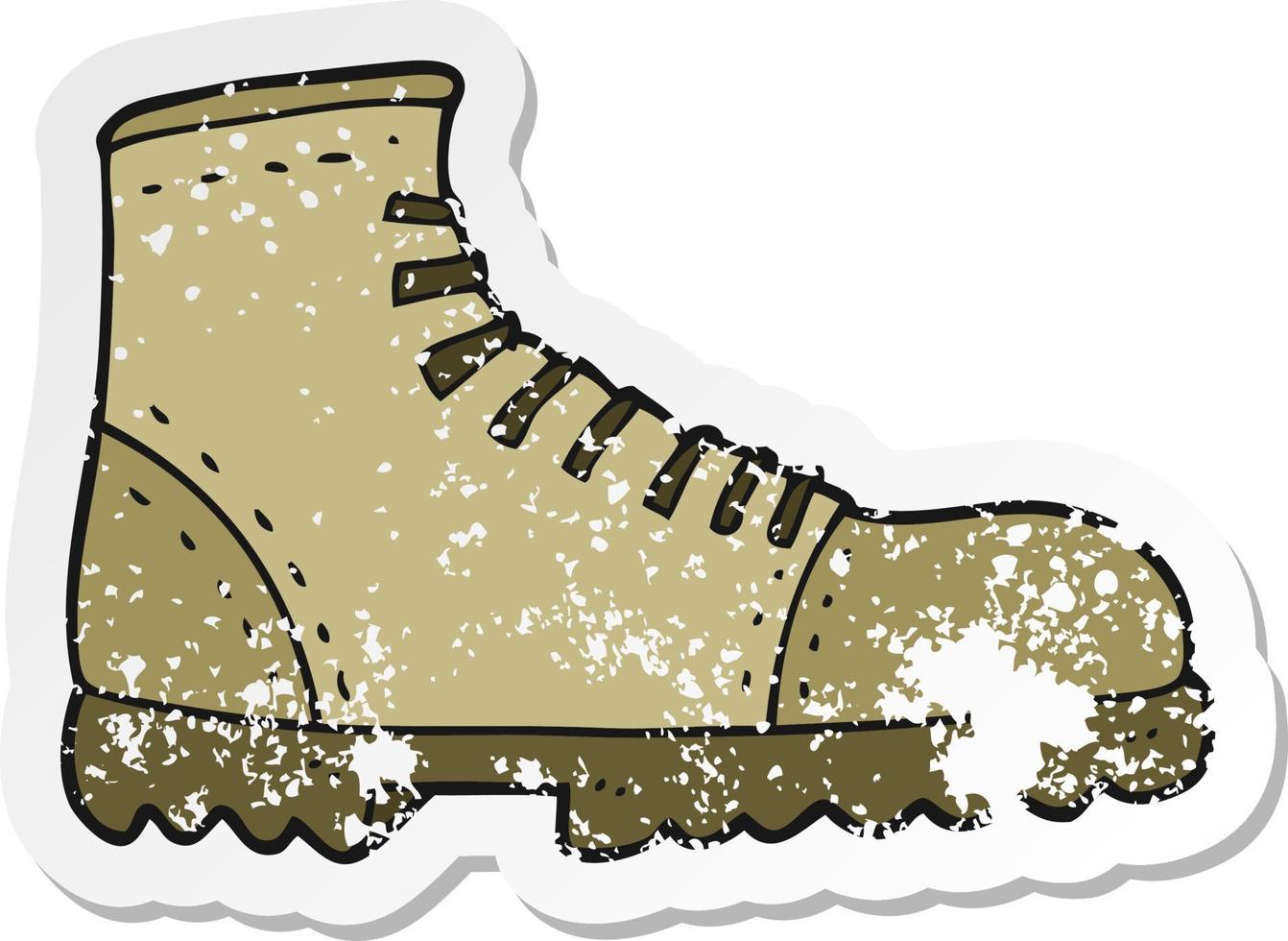 retro distressed sticker of a cartoon boot vector