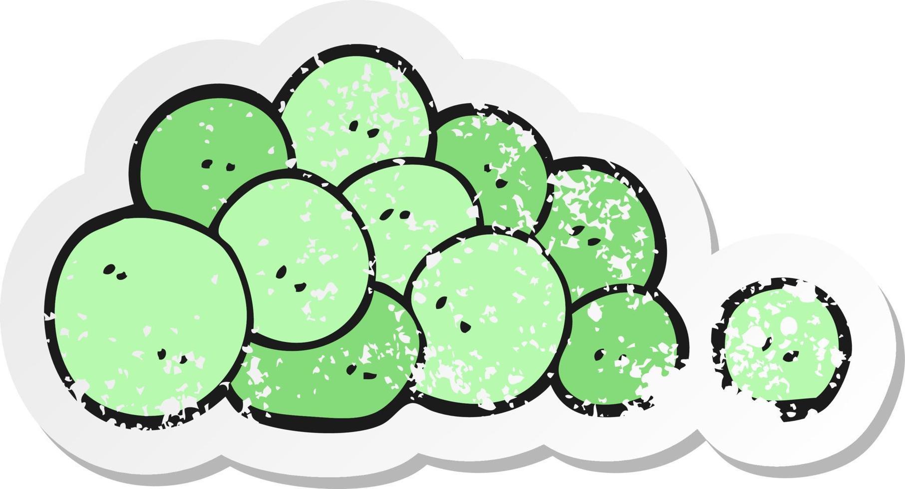 retro distressed sticker of a cartoon peas vector