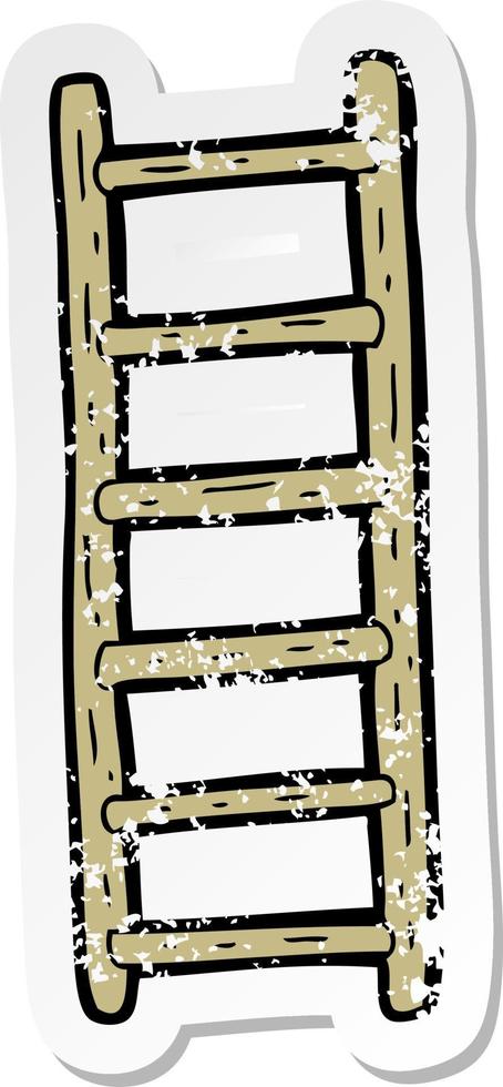 retro distressed sticker of a cartoon ladder vector