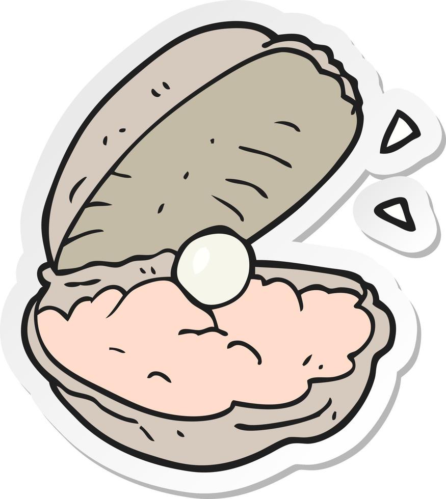 sticker of a cartoon oyster with pearl vector