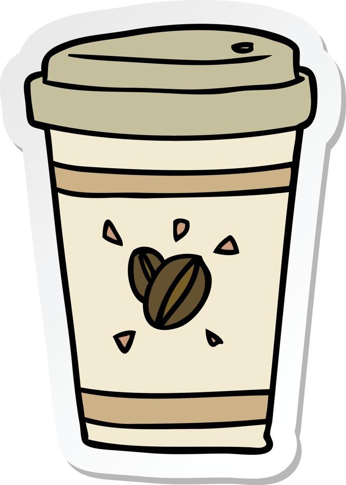 sticker of a cartoon takeout coffee vector