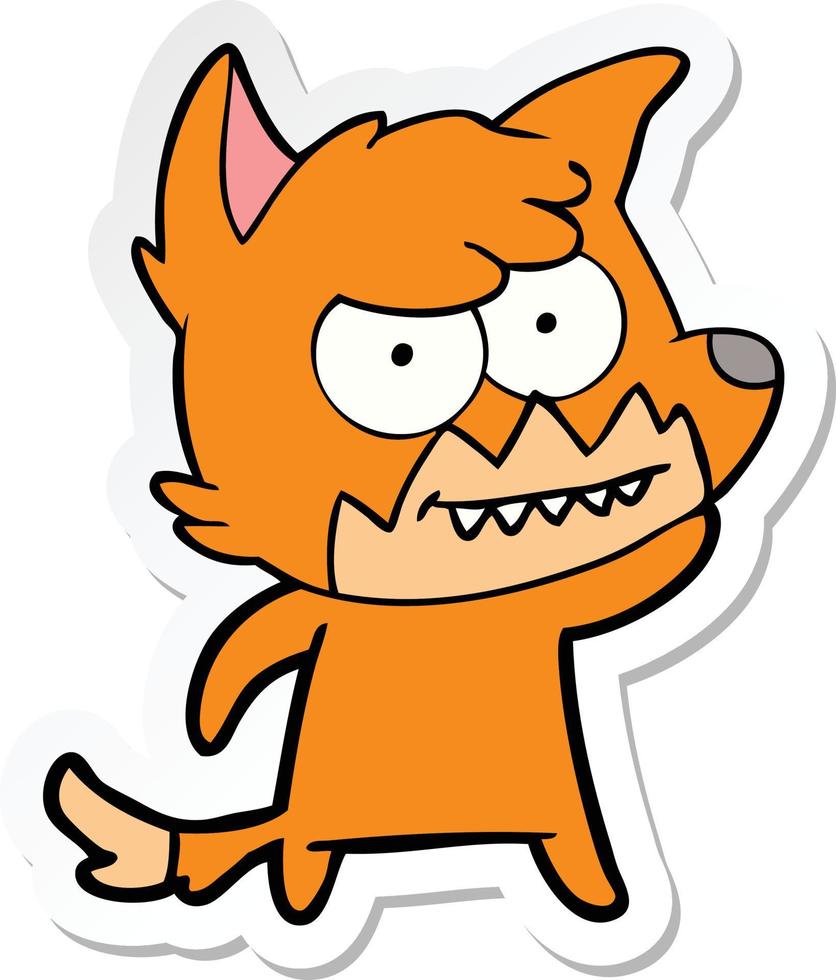 sticker of a cartoon grinning fox vector