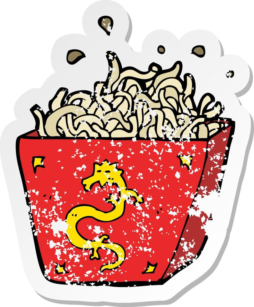 retro distressed sticker of a cartoon noodle box vector
