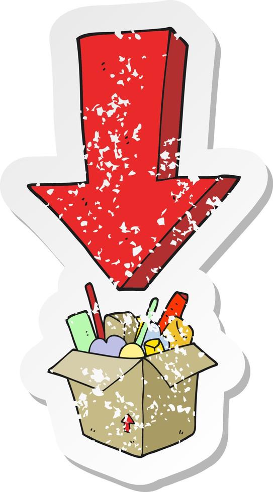 retro distressed sticker of a cartoon packing to move vector