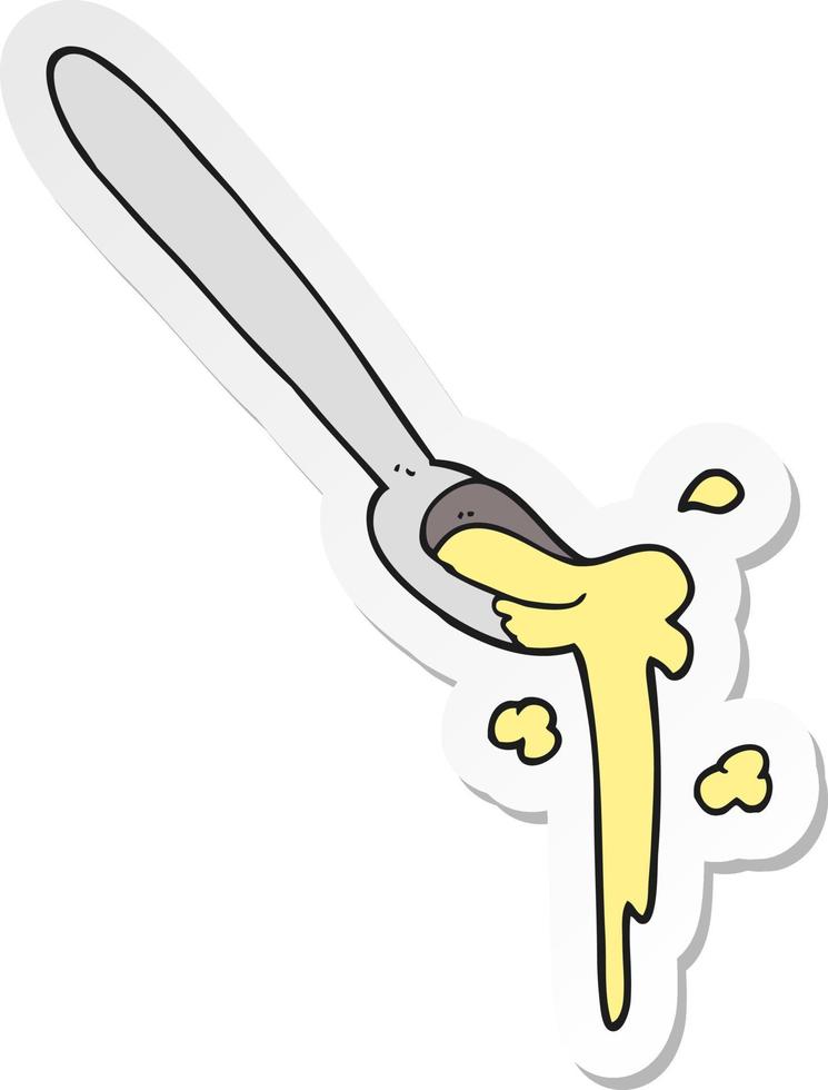 sticker of a cartoon spoonful vector