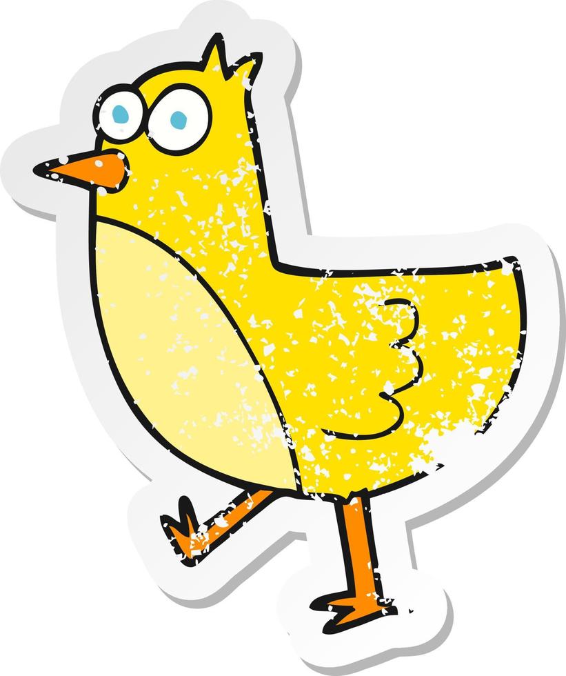 retro distressed sticker of a cartoon bird vector