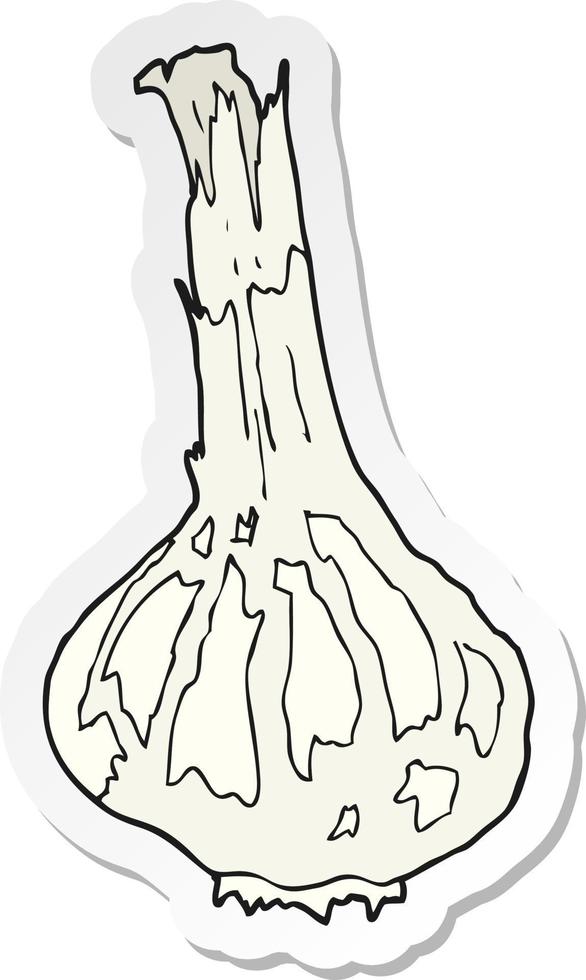 sticker of a cartoon garlic vector
