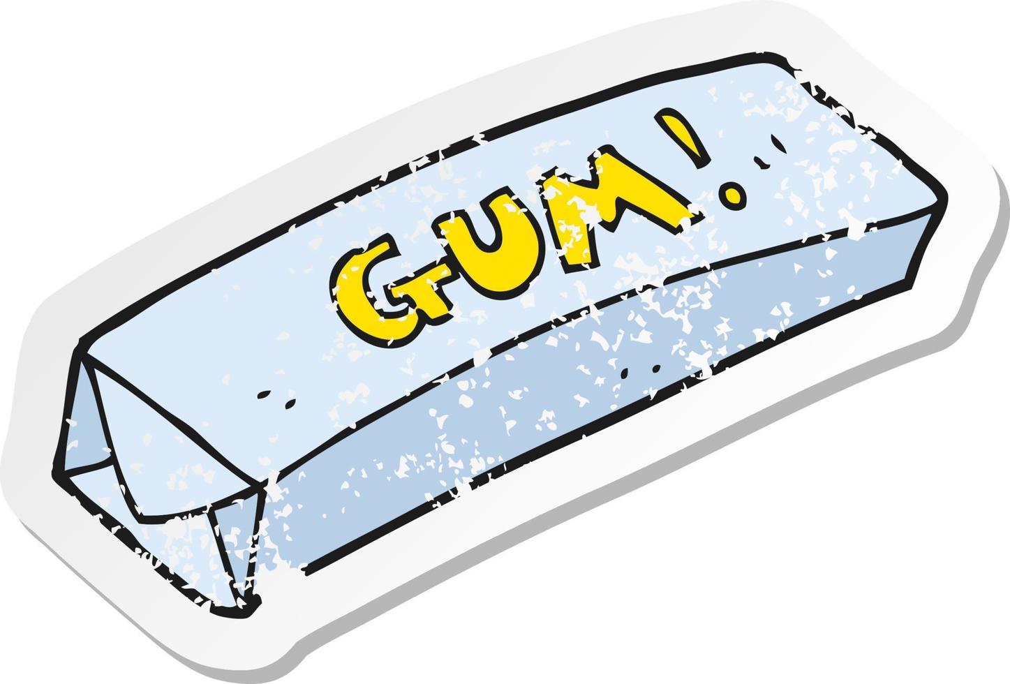 retro distressed sticker of a cartoon chewing gum vector