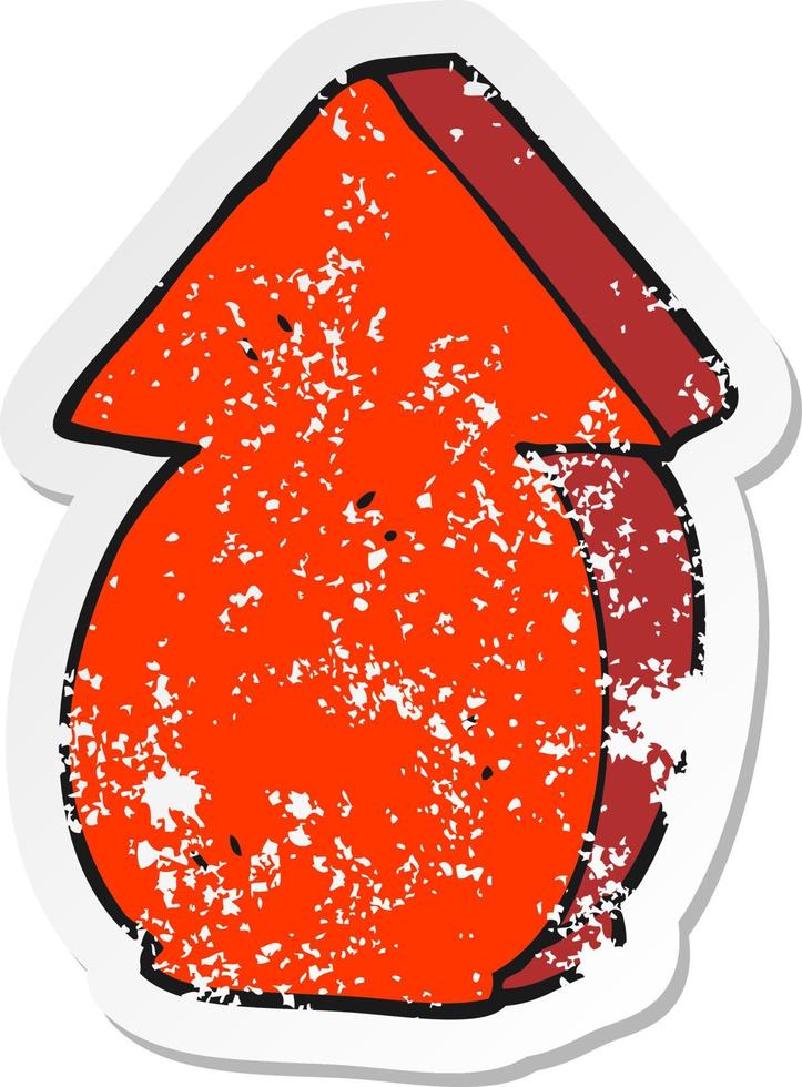 retro distressed sticker of a cartoon fat arrow pointing vector