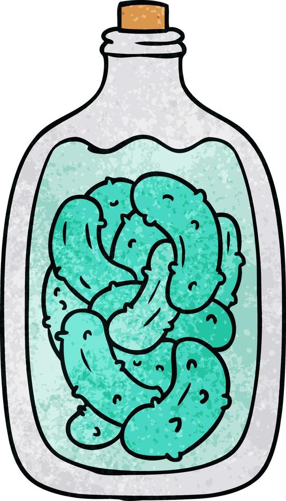 textured cartoon doodle jar of pickled gherkins vector