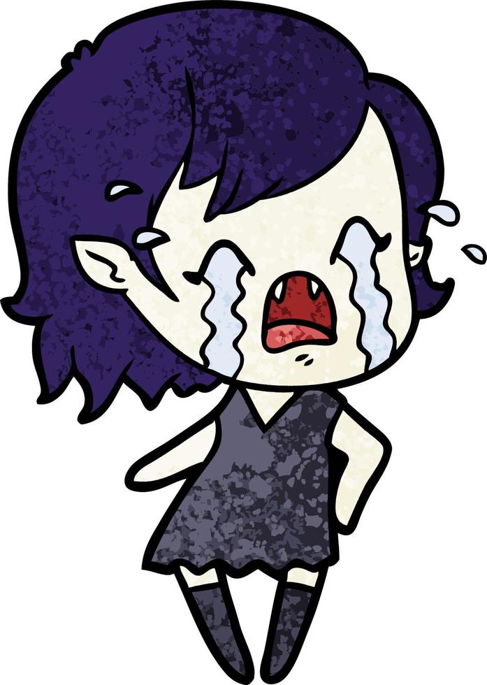 cartoon crying vampire girl vector