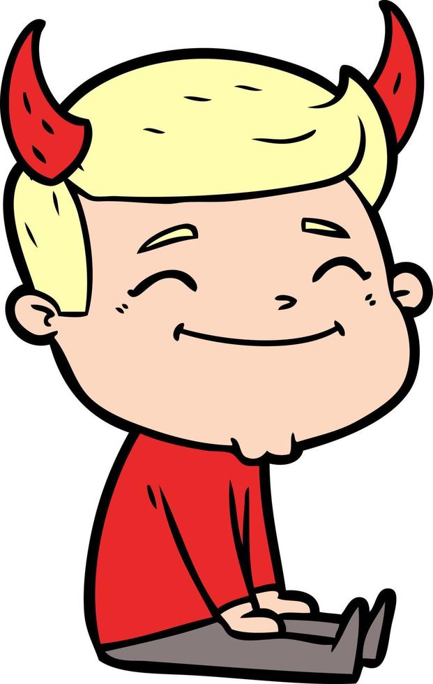 happy cartoon man with devil horns vector