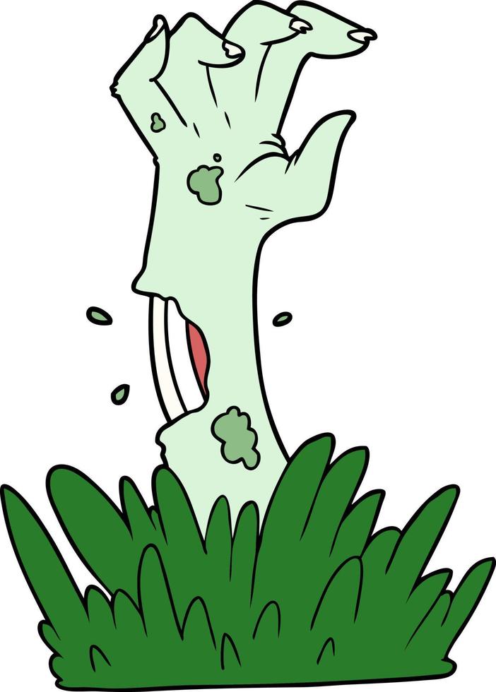 cartoon zombie rising from grave vector