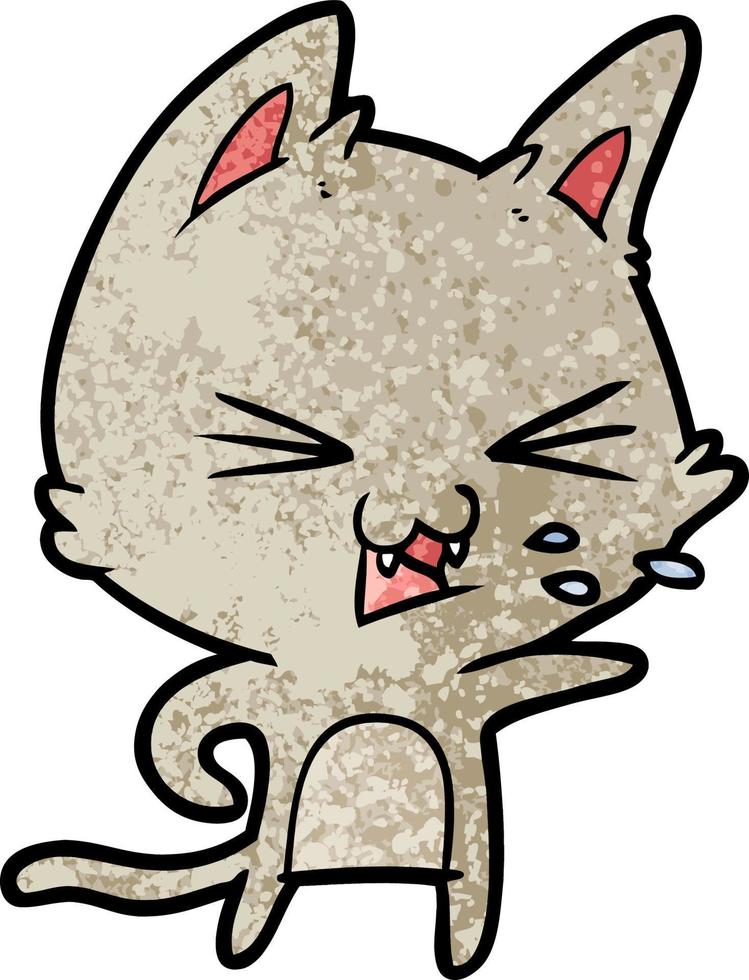 cartoon cat hissing vector