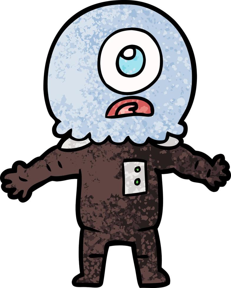 cartoon cyclops alien spaceman vector