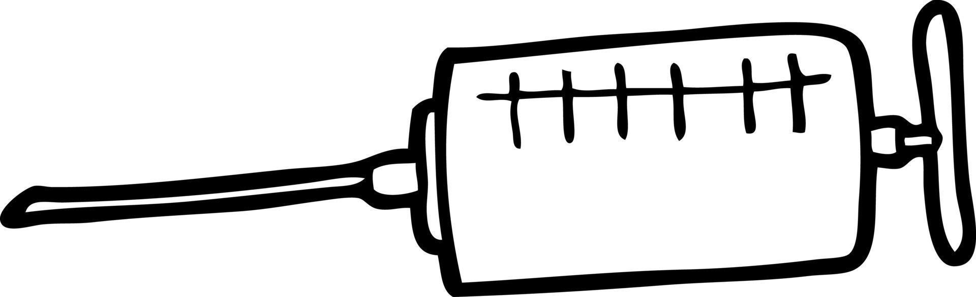 cartoon line drawing syringe vector