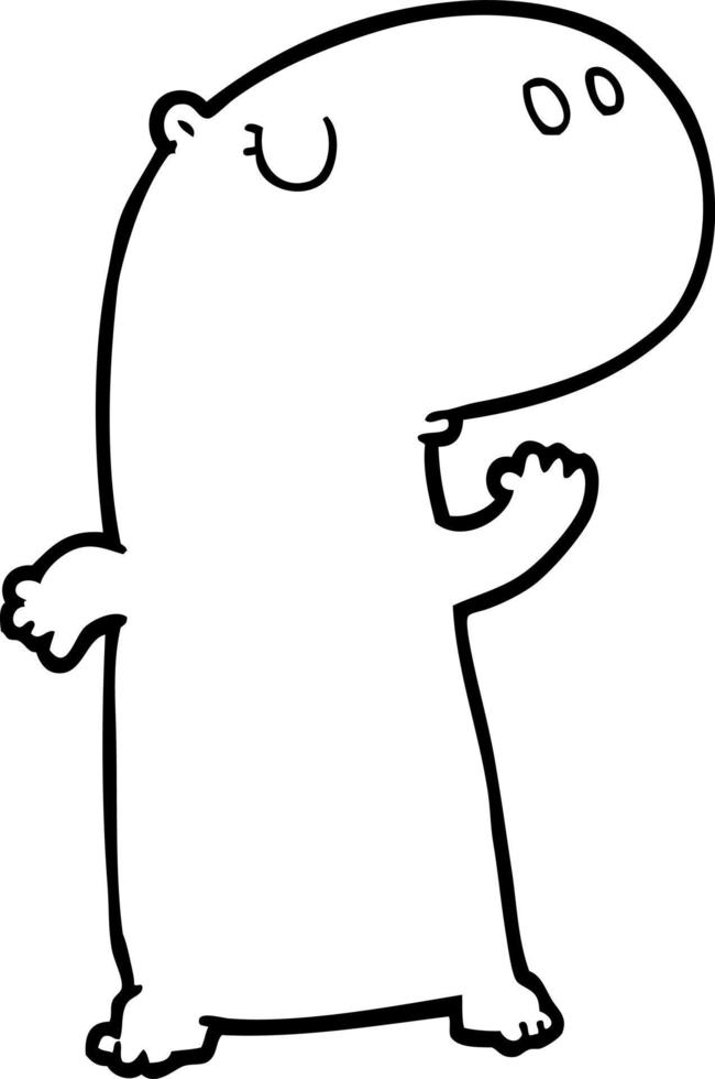 cartoon line drawing hippopotamus vector