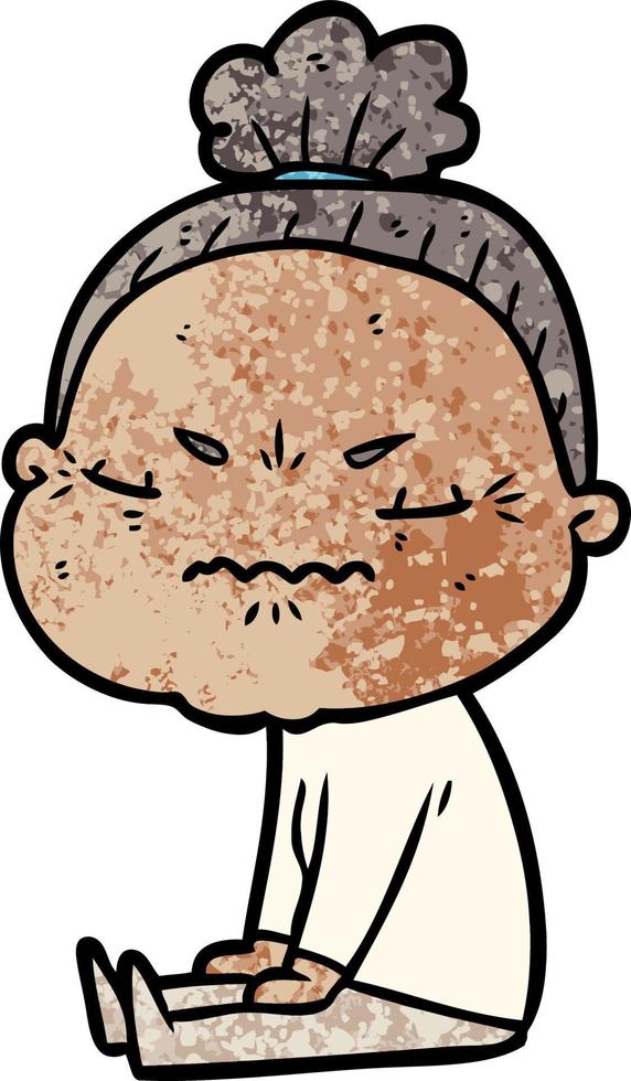 cartoon annoyed old lady vector