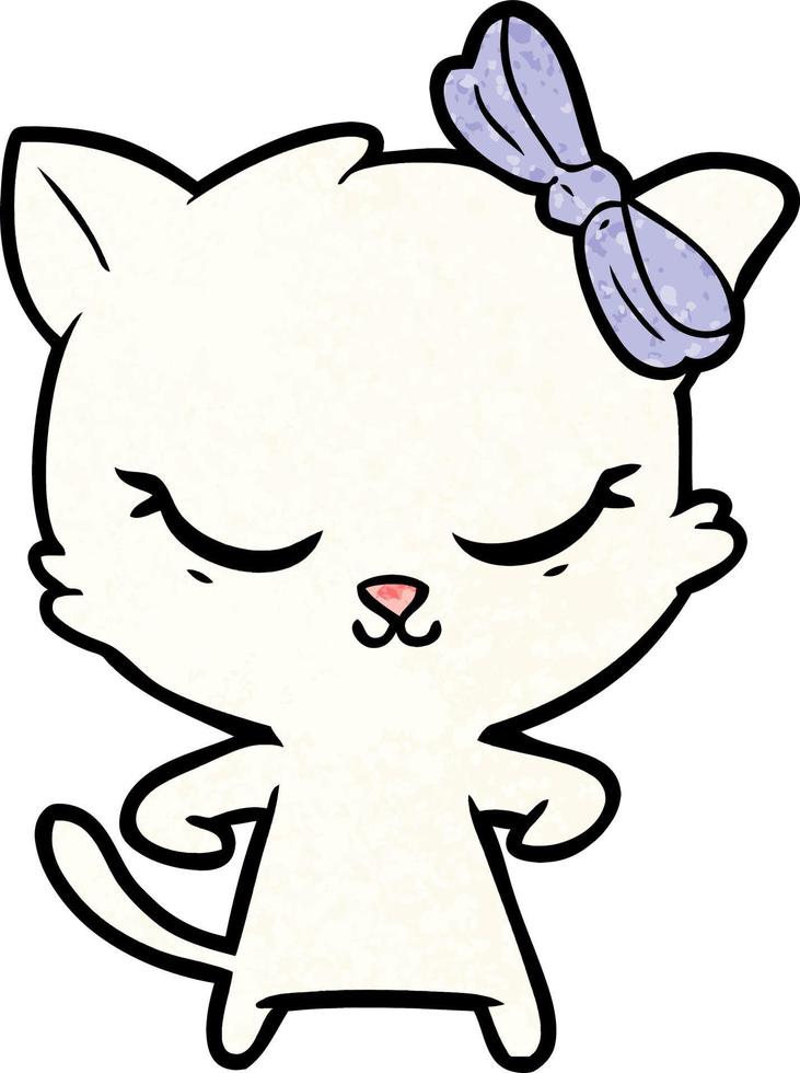 cute cartoon cat with bow vector