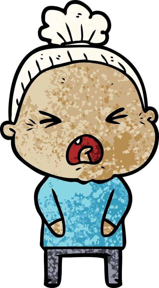 cartoon angry old woman vector