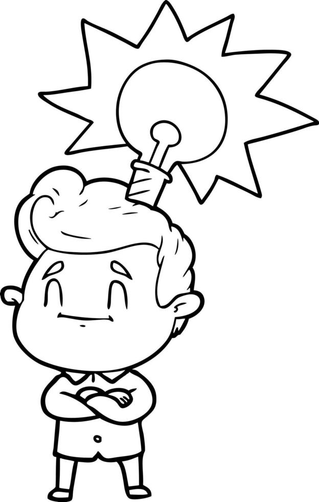 happy cartoon man with idea vector