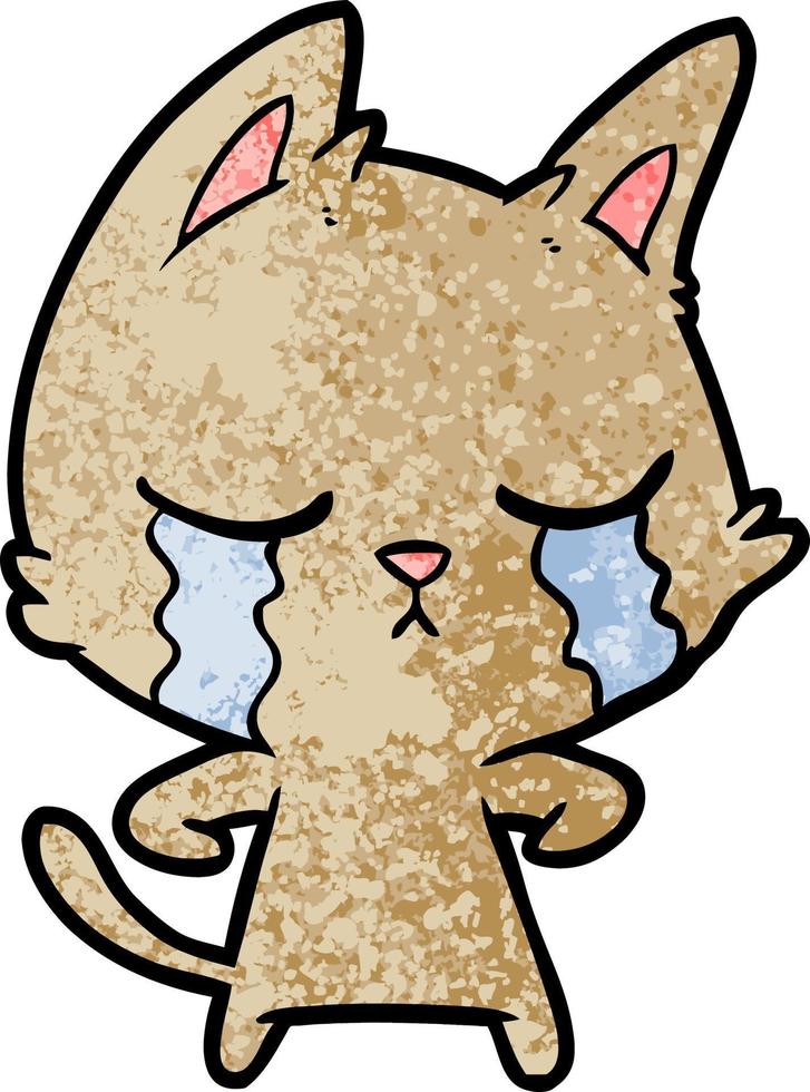 crying cartoon cat vector