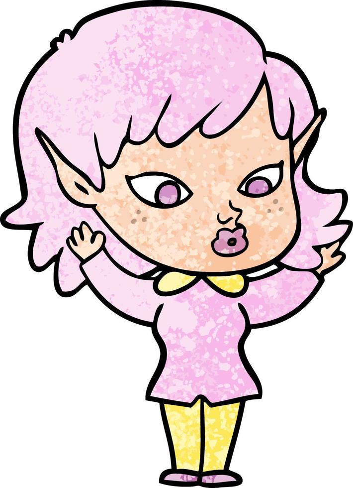 chica elfo de dibujos animados bonita vector