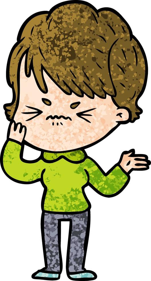 cartoon frustrated woman vector