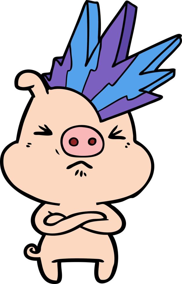 cerdo enojado de dibujos animados vector