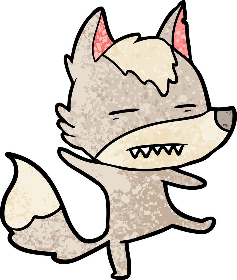 cartoon wolf showing teeth vector